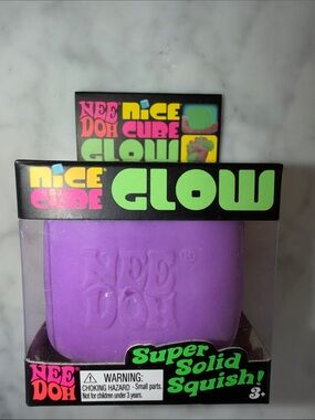 NWT VIRAL Nee Doh Nice Cube Glow - Purple Squish Toy